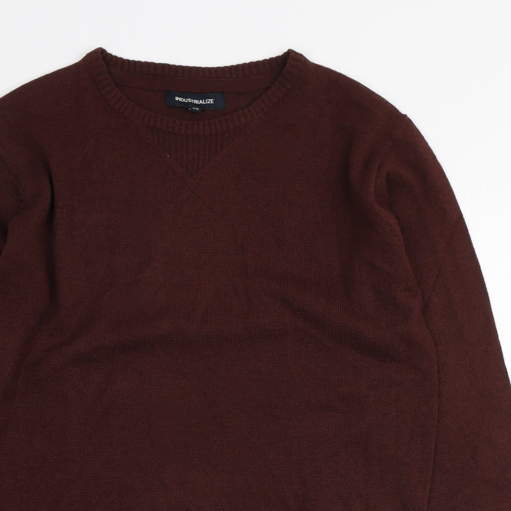 Blue Inc Mens Brown Round Neck Acrylic Pullover Jumper Size XS