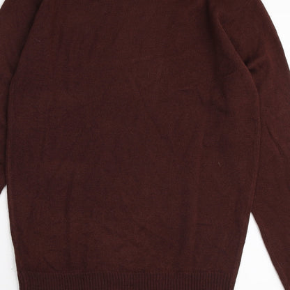 Blue Inc Mens Brown Round Neck Acrylic Pullover Jumper Size XS