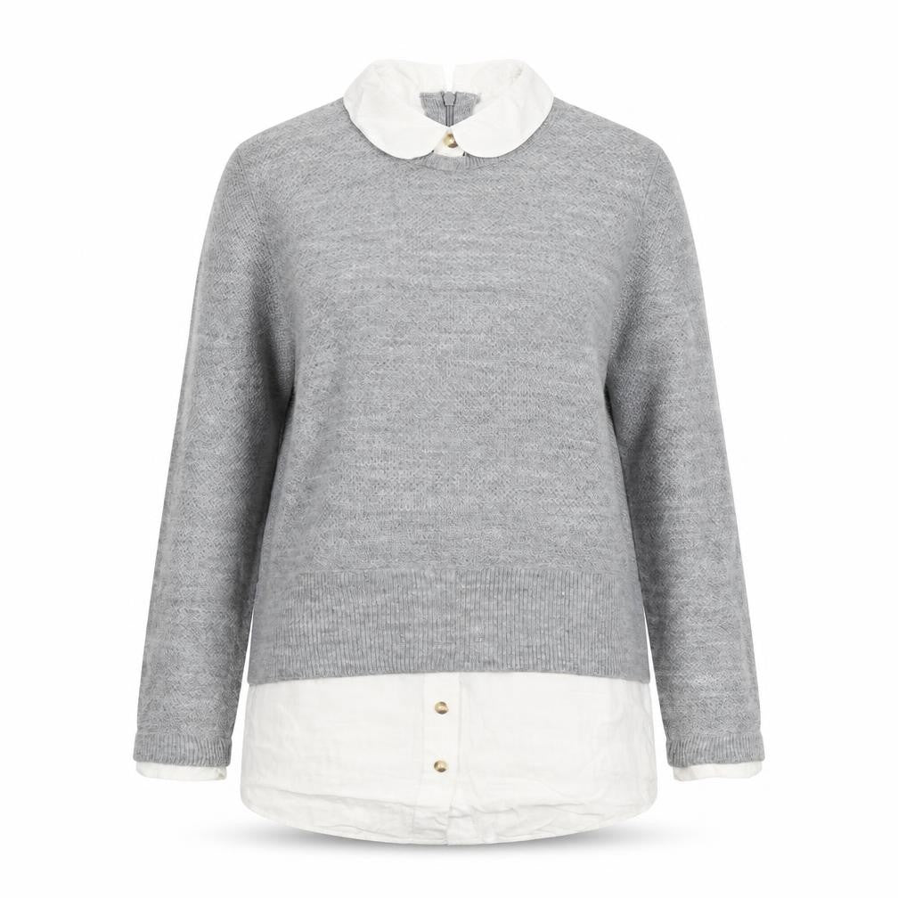 Topshop Womens Grey Collared Acrylic Pullover Jumper Size 8