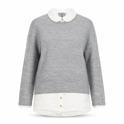 Topshop Womens Grey Collared Acrylic Pullover Jumper Size 8