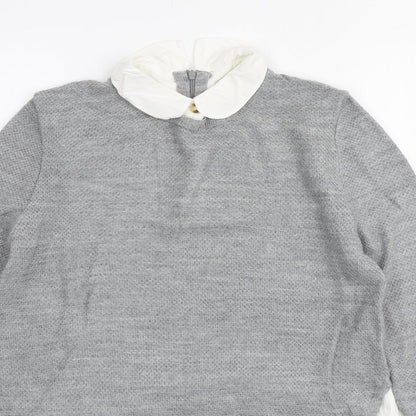 Topshop Womens Grey Collared Acrylic Pullover Jumper Size 8