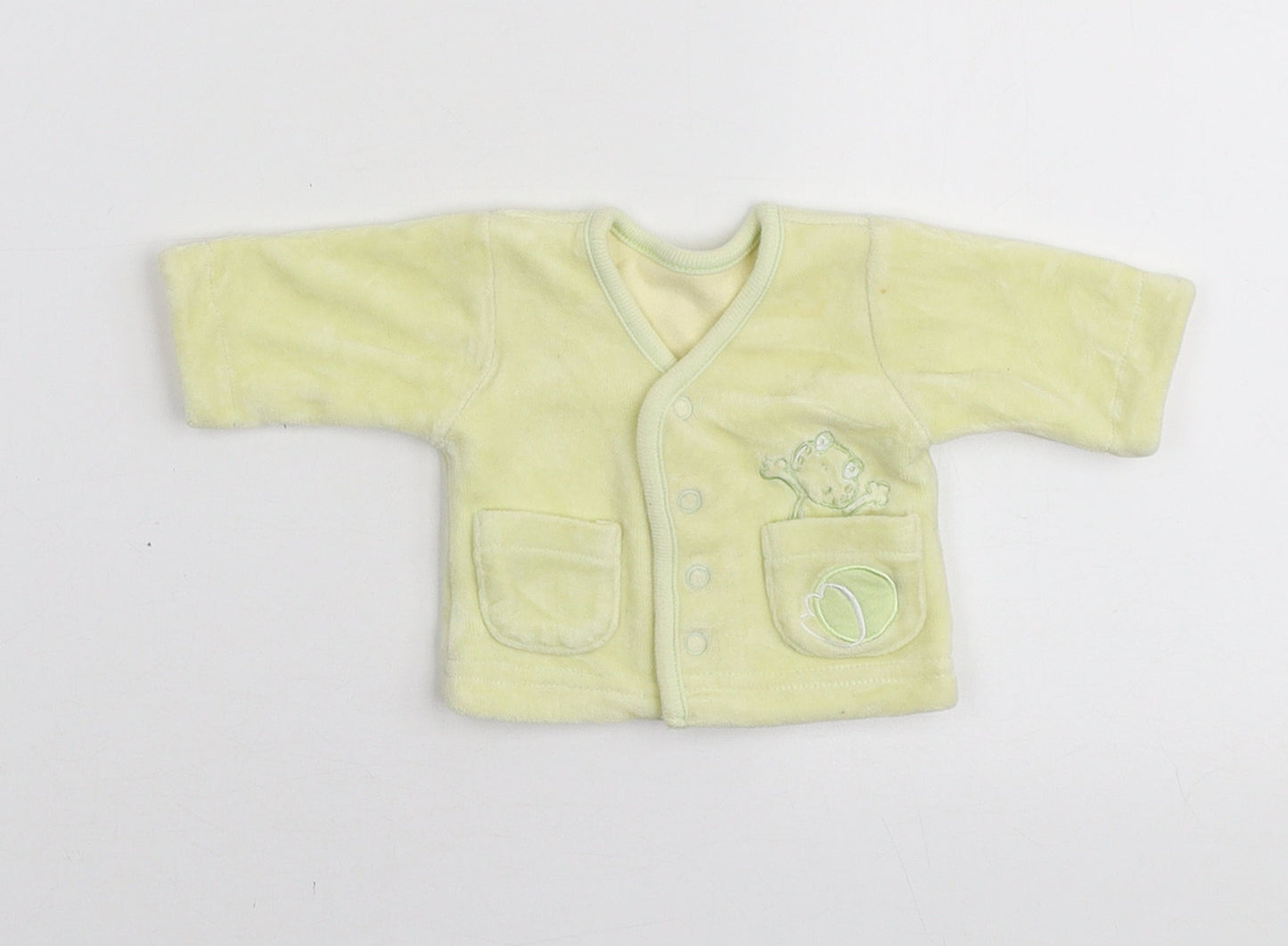 Little Bundle Baby Yellow Cotton Pullover Jumper Size 0-3 Months Snap - To fit 1.6kg, embroidered frog