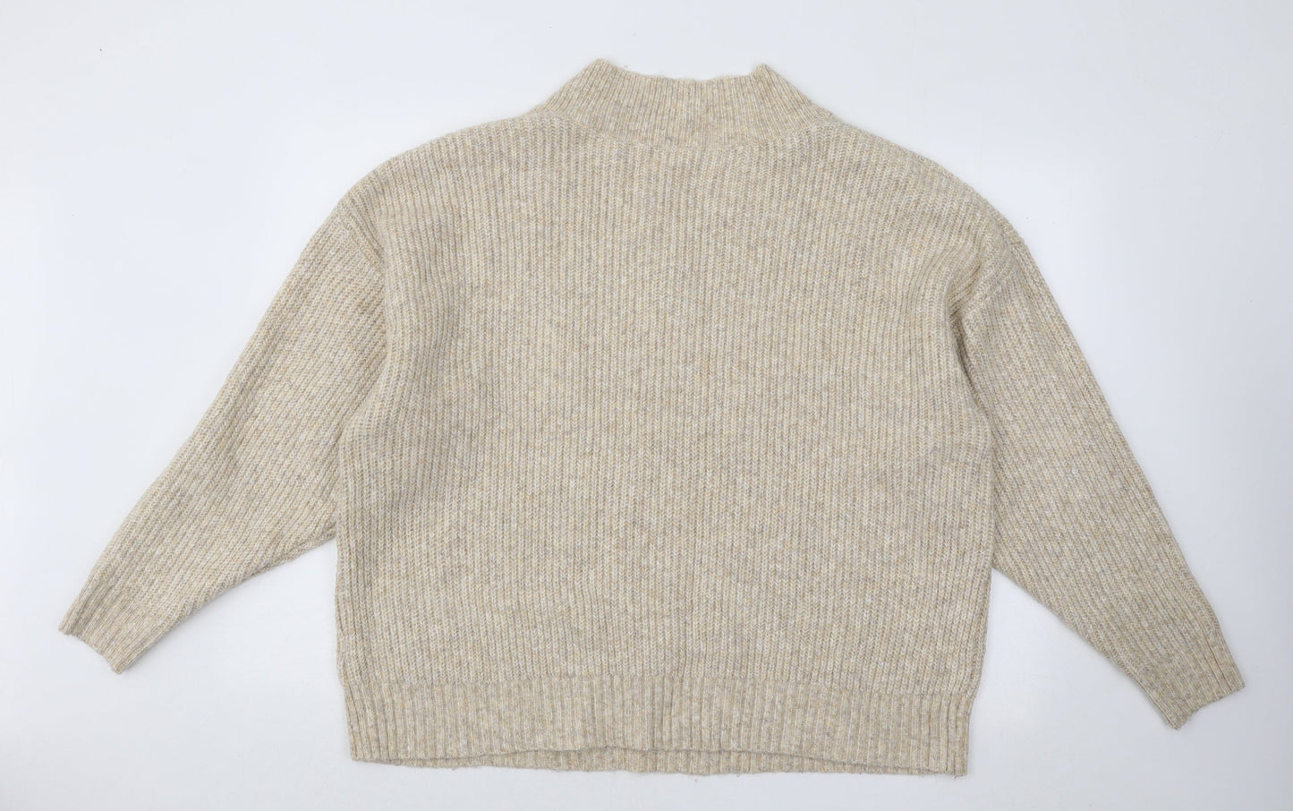 Marks and Spencer Mens Beige V-Neck Acrylic Pullover Jumper Size XL