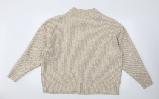 Marks and Spencer Mens Beige V-Neck Acrylic Pullover Jumper Size XL