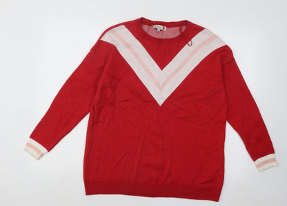 F&F Womens Red Round Neck Viscose Pullover Jumper Size 12