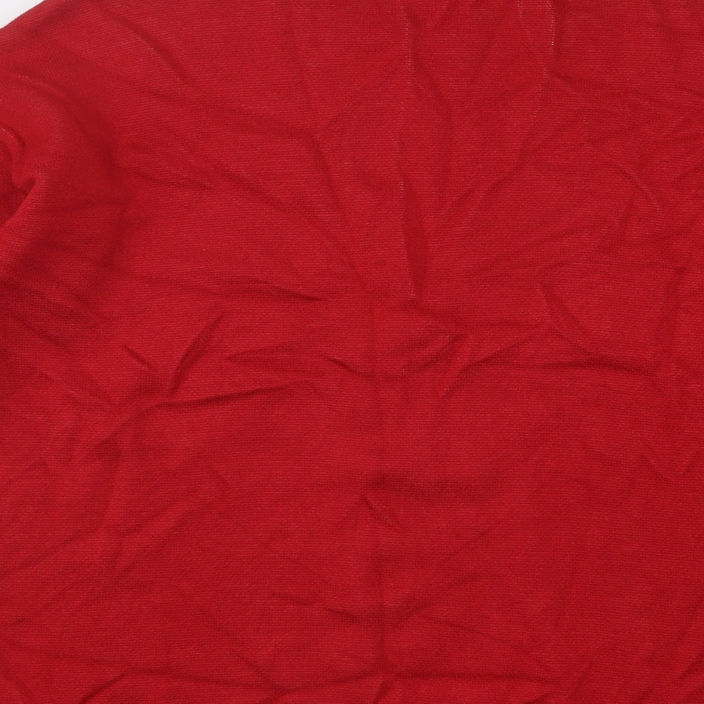 F&F Womens Red Round Neck Viscose Pullover Jumper Size 12