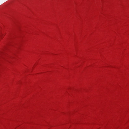 F&F Womens Red Round Neck Viscose Pullover Jumper Size 12
