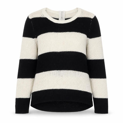 Divded Womens Black Boat Neck Striped Acrylic Pullover Jumper Size XS