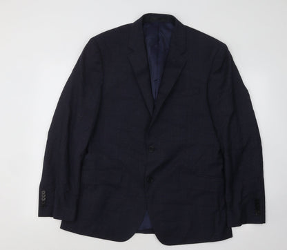 T.MLEWIN Mens Blue Plaid Wool Jacket Suit Jacket Size 40