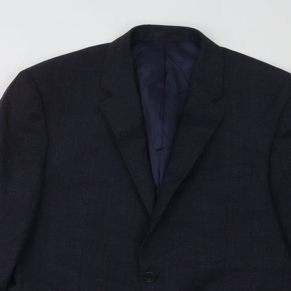 T.MLEWIN Mens Blue Plaid Wool Jacket Suit Jacket Size 40