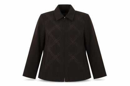 Classics Womens Brown Geometric Jacket Blazer Size 14 Zip