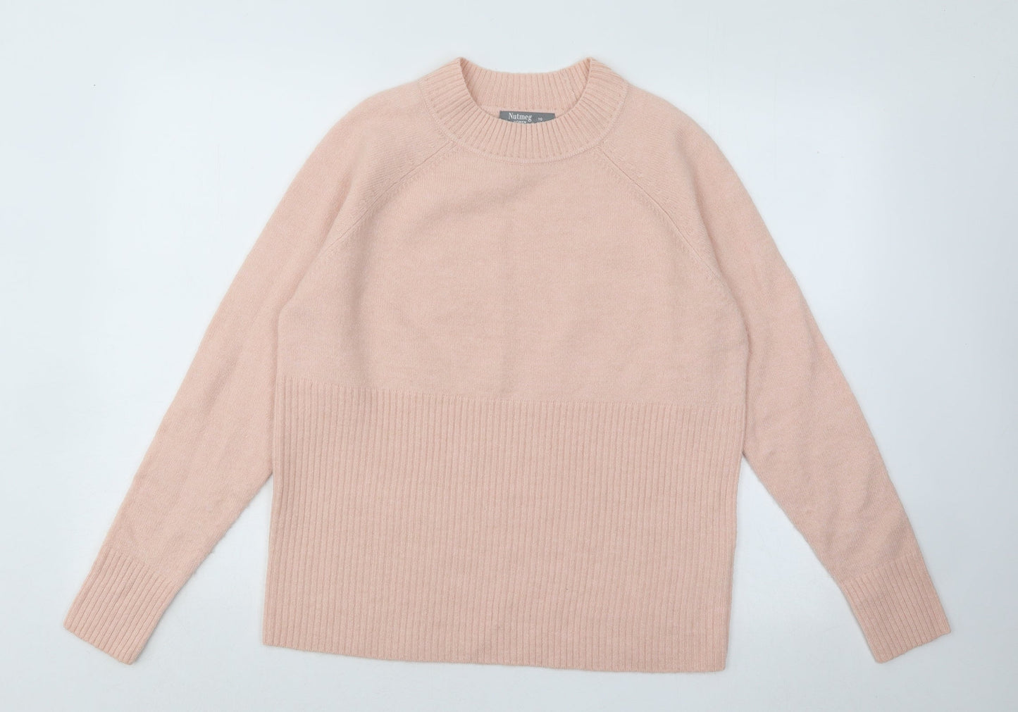 Nutmeg Womens Pink Mock Neck Acrylic Pullover Jumper Size 10