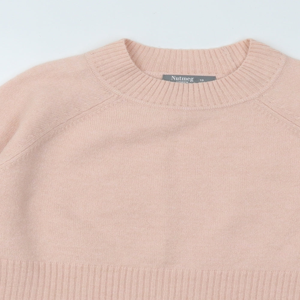 Nutmeg Womens Pink Mock Neck Acrylic Pullover Jumper Size 10