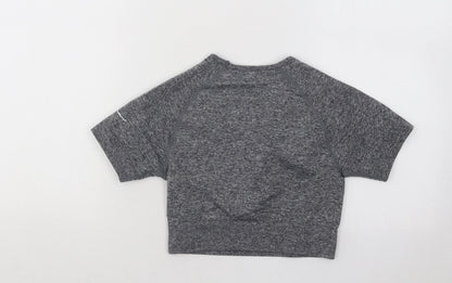 Boohoo Womens Grey Polyester Basic T-Shirt Size L Round Neck Pullover