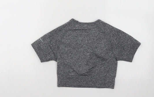 Boohoo Womens Grey Polyester Basic T-Shirt Size L Round Neck Pullover