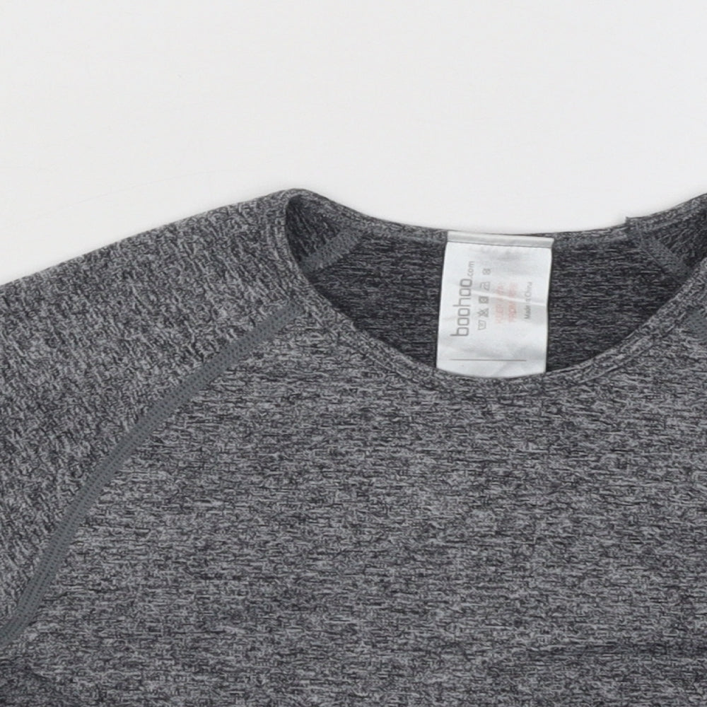 Boohoo Womens Grey Polyester Basic T-Shirt Size L Round Neck Pullover