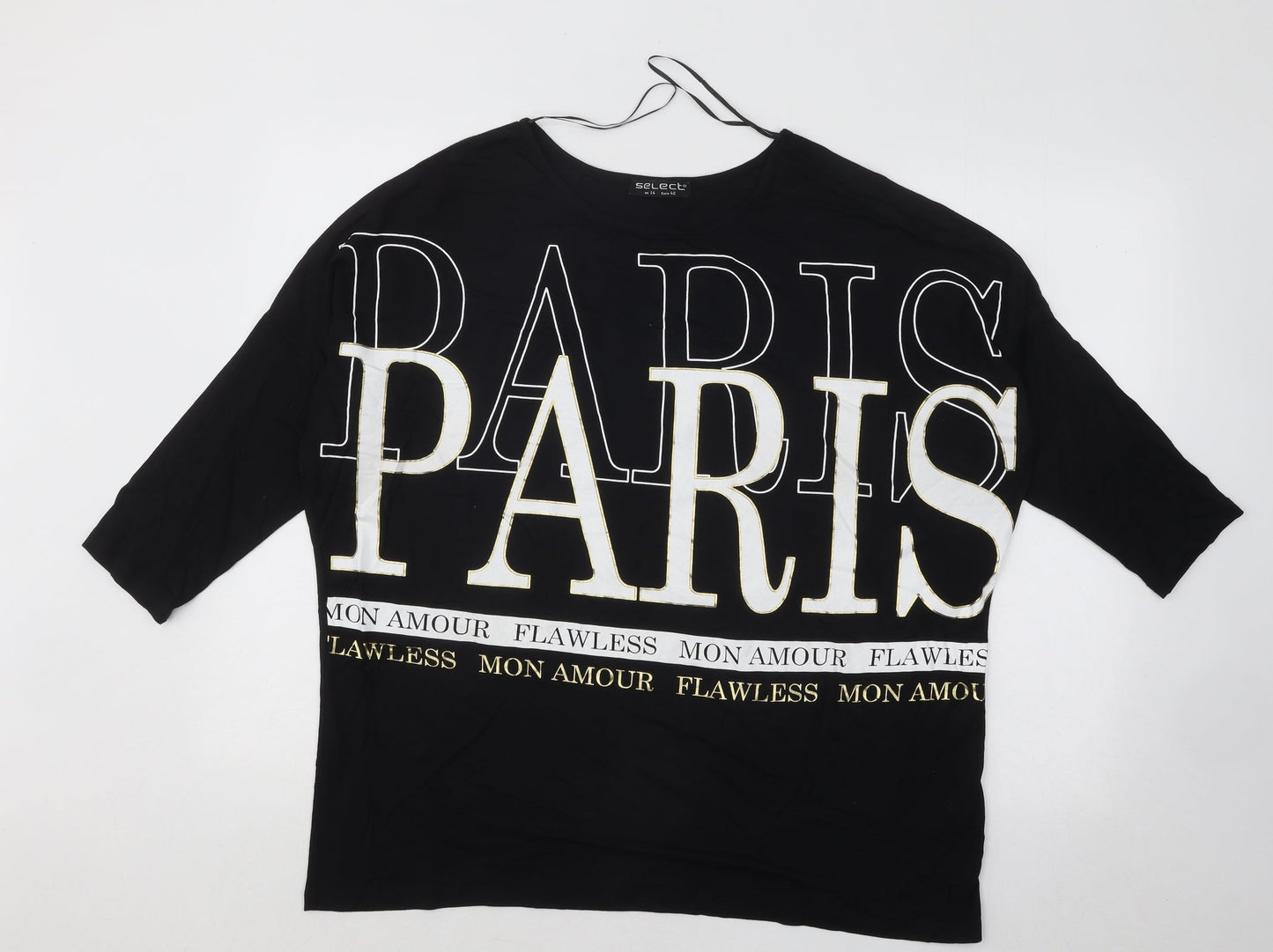 Select Womens Black Boat Neck Viscose Pullover Jumper Size 12 - Paris