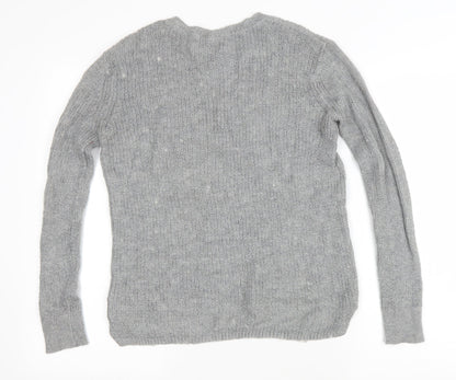 Womens UK Size L Preworn Grey Pullover Jumper