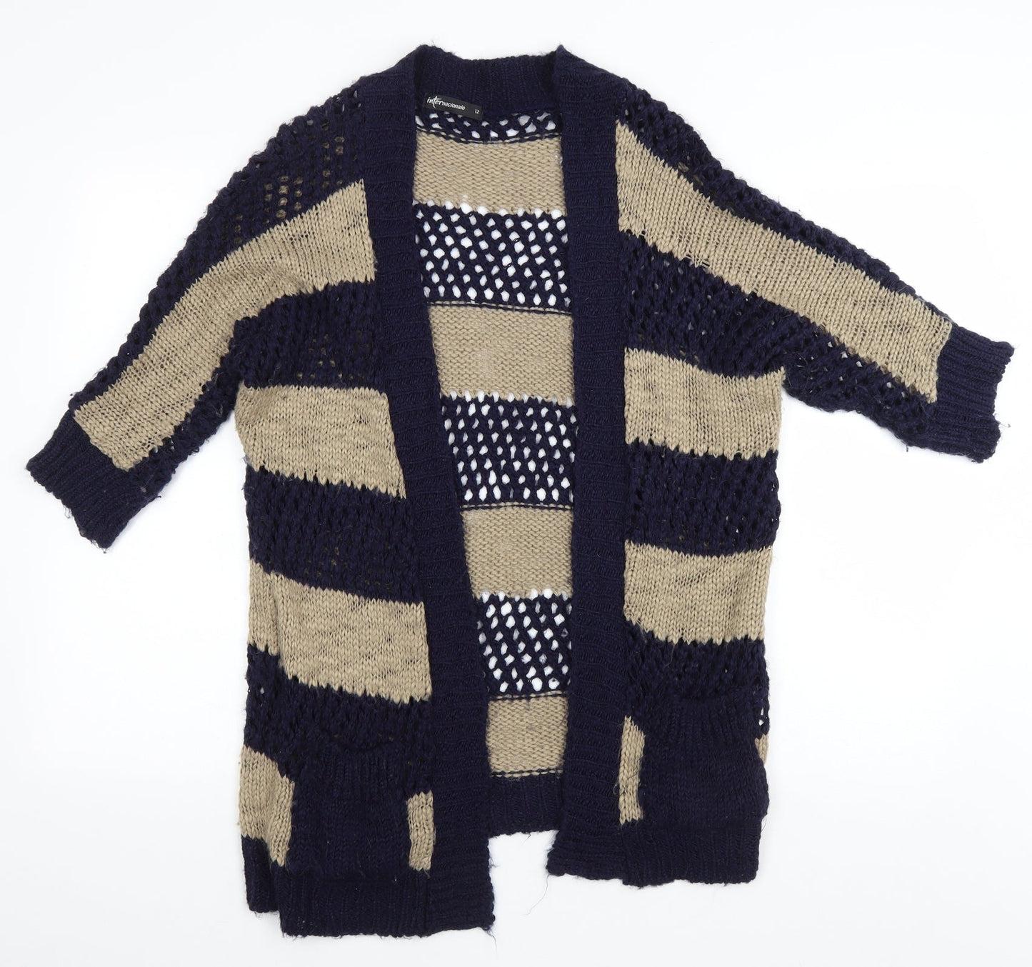 Womens UK Size 12 Internacionale Blue Cardigan Jumper