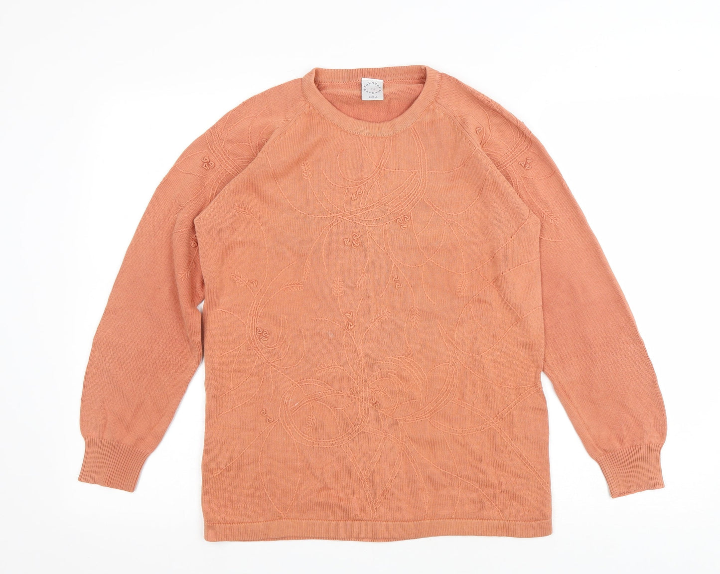 Country Casuals Womens Orange Round Neck Cotton Pullover Jumper Size S