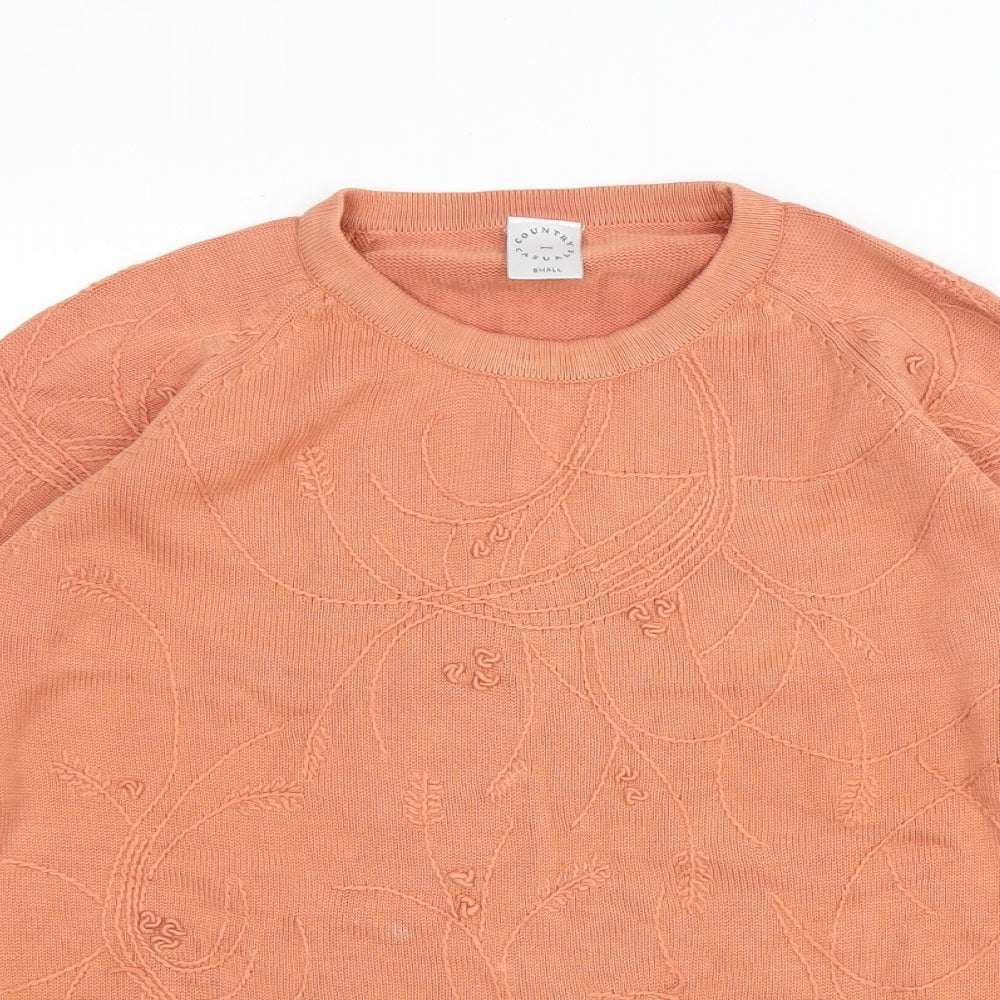 Country Casuals Womens Orange Round Neck Cotton Pullover Jumper Size S