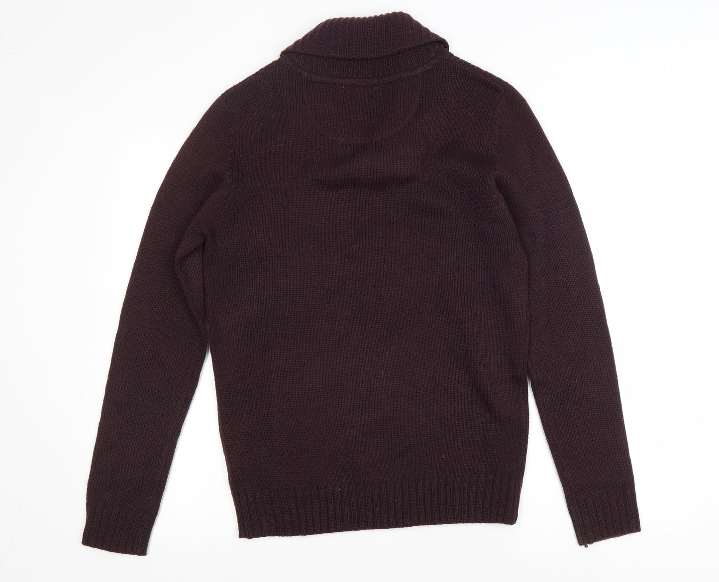 Twisted Soul Mens Purple Collared Acrylic Pullover Jumper Size S