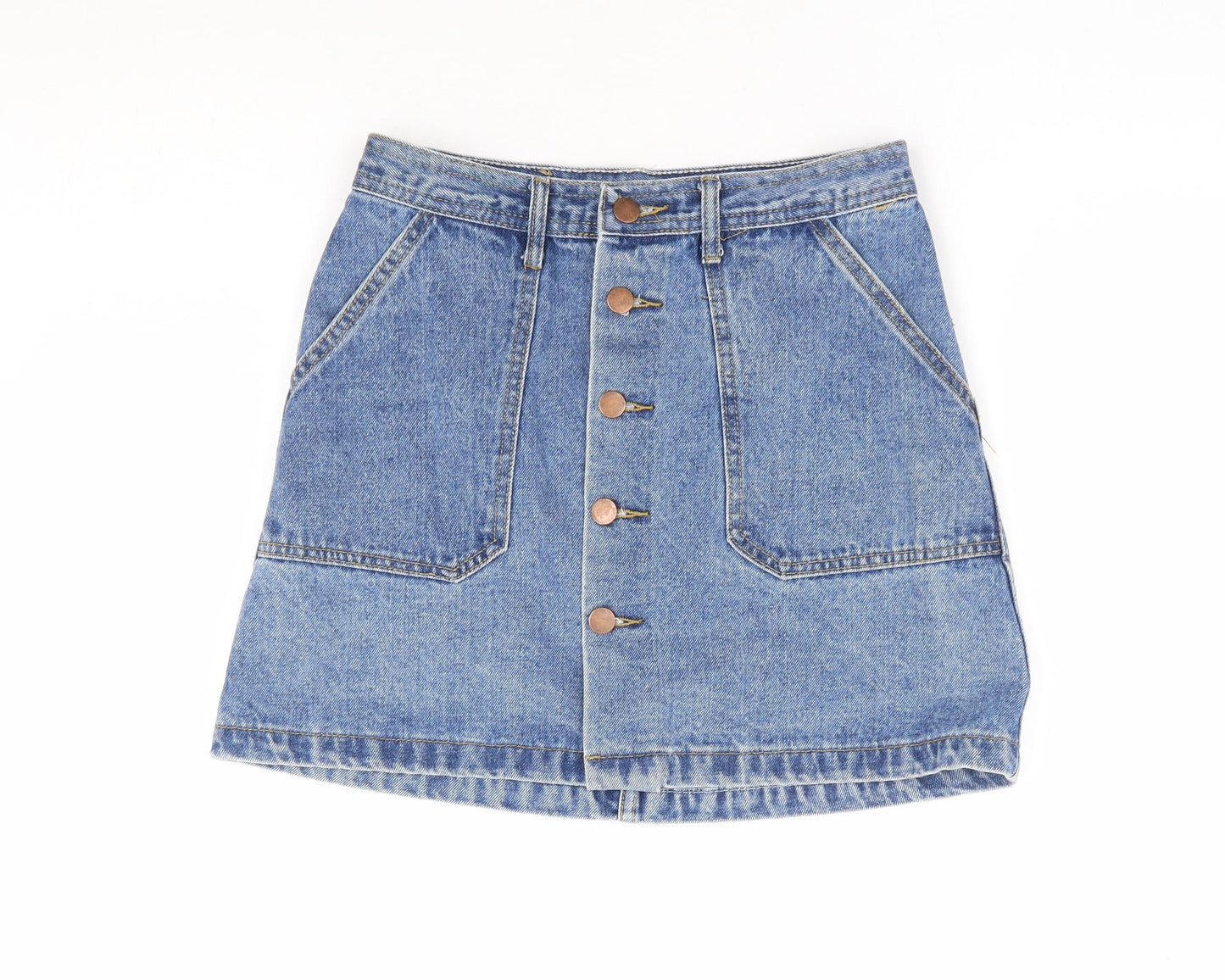 Yimeixuan Jeans Womens Blue Cotton Mini Skirt Size M Button