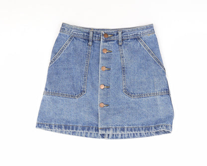 Yimeixuan Jeans Womens Blue Cotton Mini Skirt Size M Button