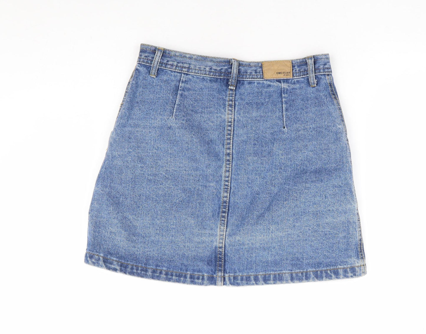 Yimeixuan Jeans Womens Blue Cotton Mini Skirt Size M Button