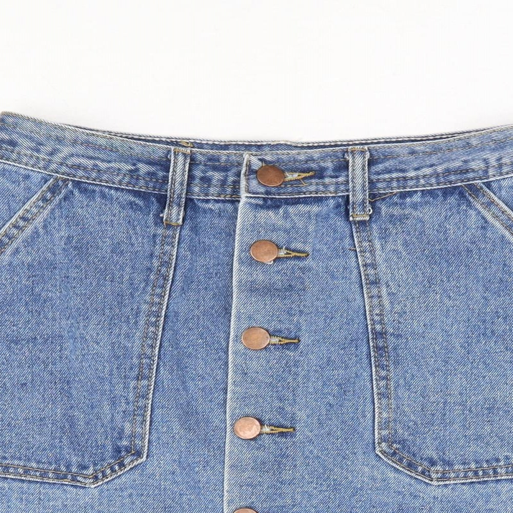 Yimeixuan Jeans Womens Blue Cotton Mini Skirt Size M Button