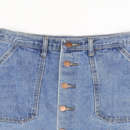 Yimeixuan Jeans Womens Blue Cotton Mini Skirt Size M Button