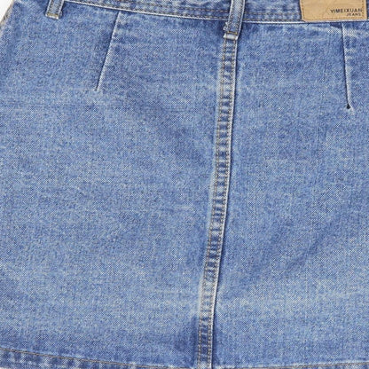 Yimeixuan Jeans Womens Blue Cotton Mini Skirt Size M Button