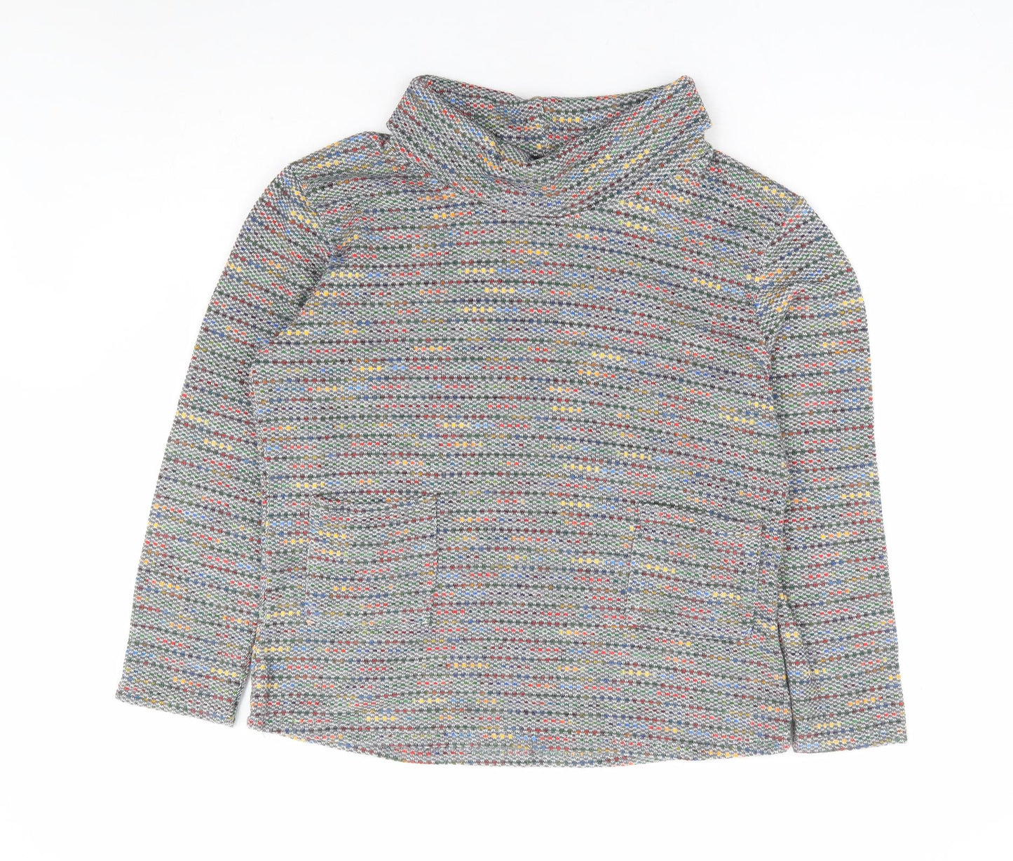 Cerulean Collection Womens Grey Roll Neck Striped Acrylic Pullover Jumper Size M - Mutlicoloured Fleck