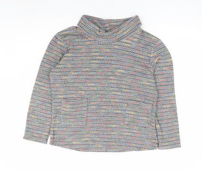 Cerulean Collection Womens Grey Roll Neck Striped Acrylic Pullover Jumper Size M - Mutlicoloured Fleck