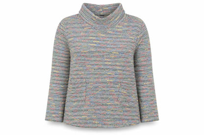 Cerulean Collection Womens Grey Roll Neck Striped Acrylic Pullover Jumper Size M - Mutlicoloured Fleck