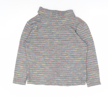 Cerulean Collection Womens Grey Roll Neck Striped Acrylic Pullover Jumper Size M - Mutlicoloured Fleck