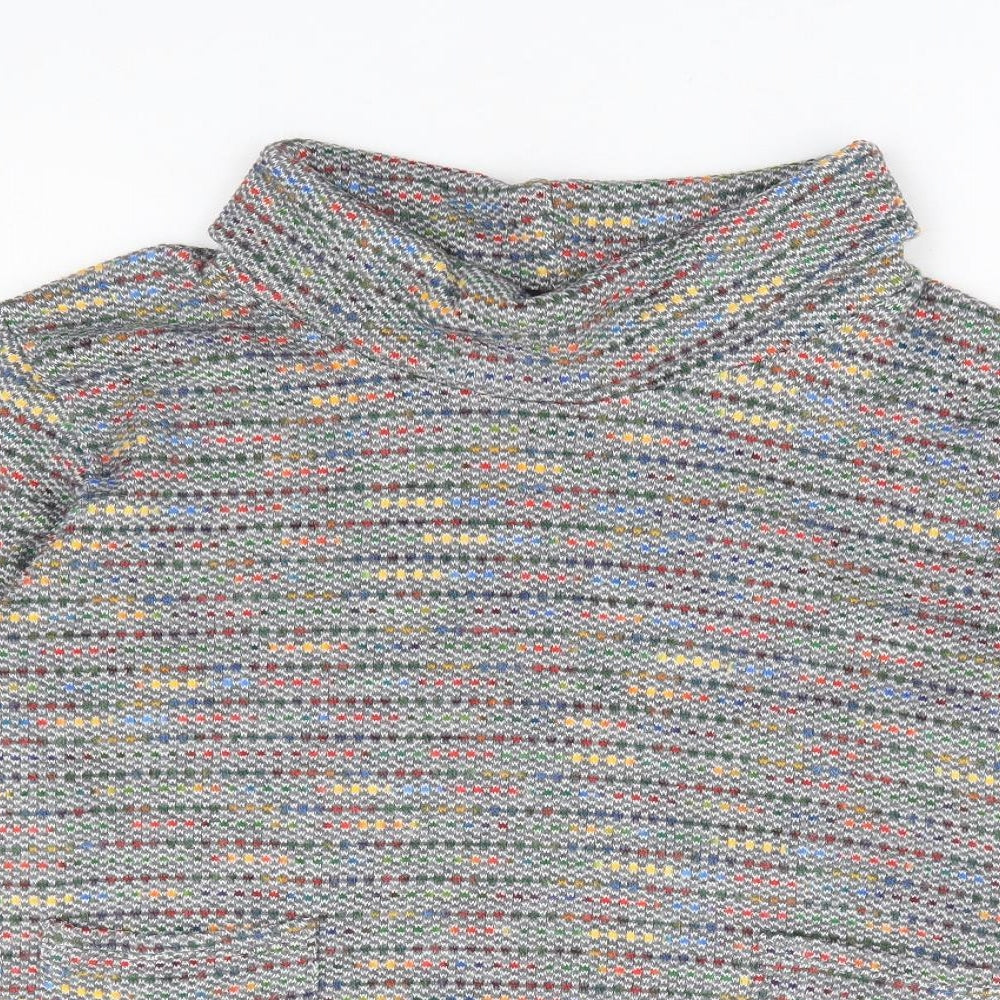 Cerulean Collection Womens Grey Roll Neck Striped Acrylic Pullover Jumper Size M - Mutlicoloured Fleck