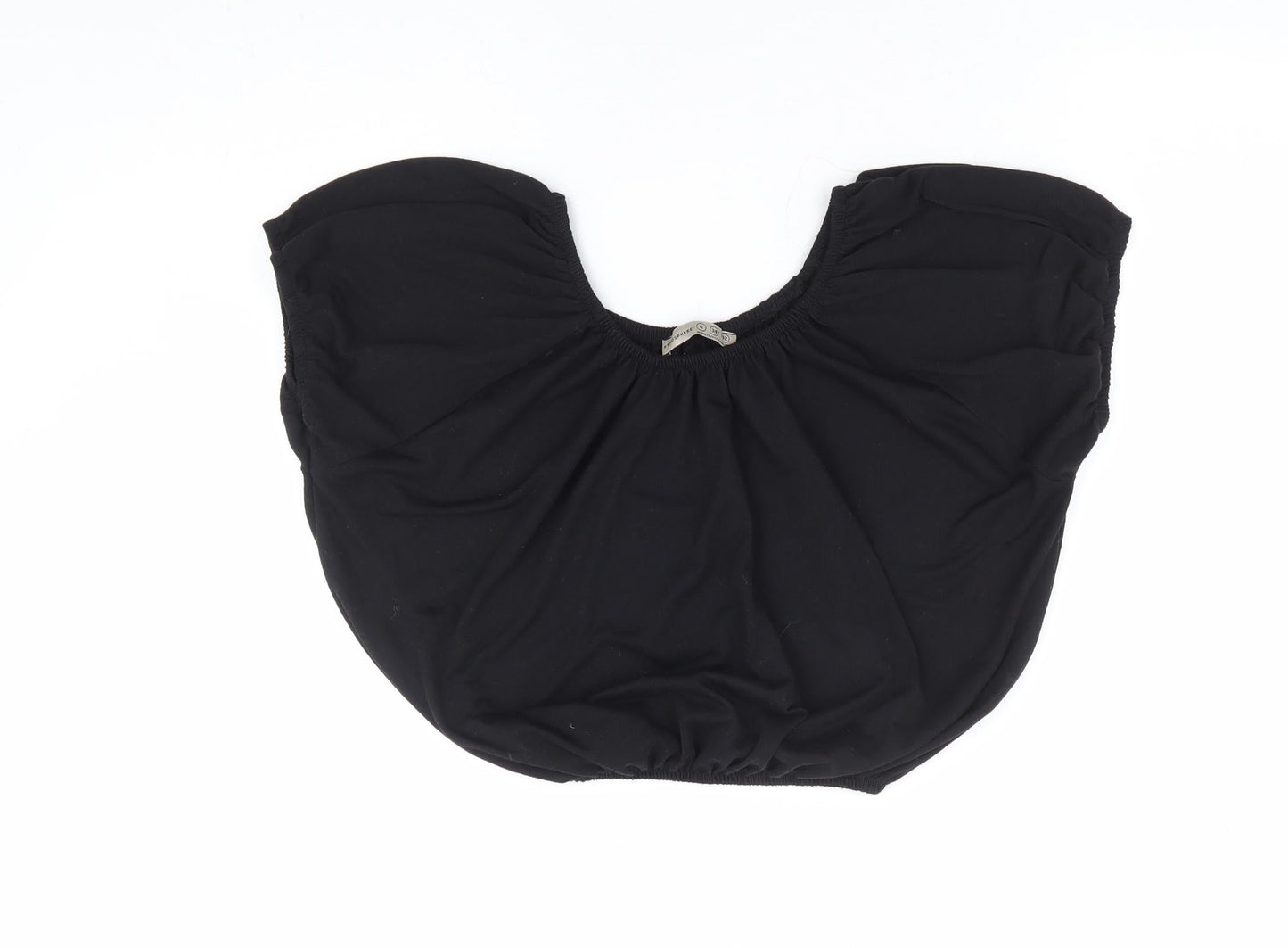 Primark Womens Black Polyester Cropped T-Shirt Size 6 Round Neck