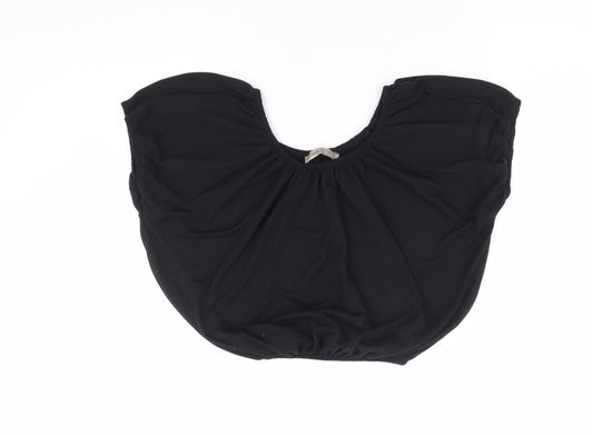 Primark Womens Black Polyester Cropped T-Shirt Size 6 Round Neck