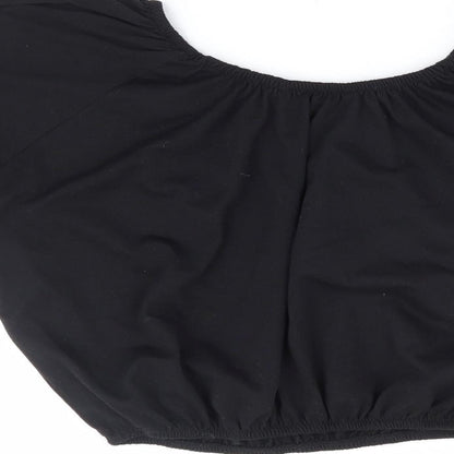 Primark Womens Black Polyester Cropped T-Shirt Size 6 Round Neck