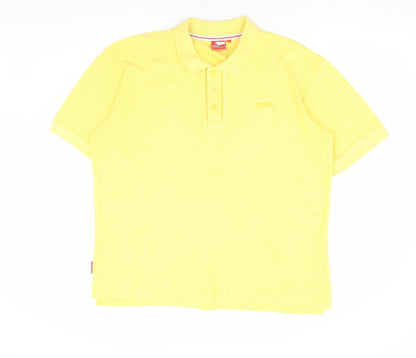 Slazenger Mens Yellow Polyester Polo Size L Collared Button