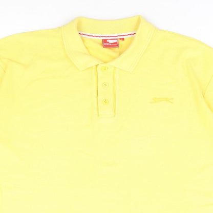 Slazenger Mens Yellow Polyester Polo Size L Collared Button