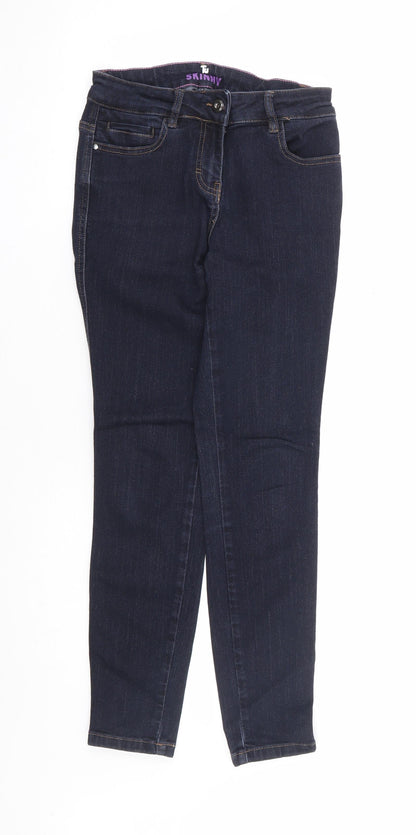 TU Womens Blue Viscose Skinny Jeans Size 10 L26 in Regular Zip - Cropped