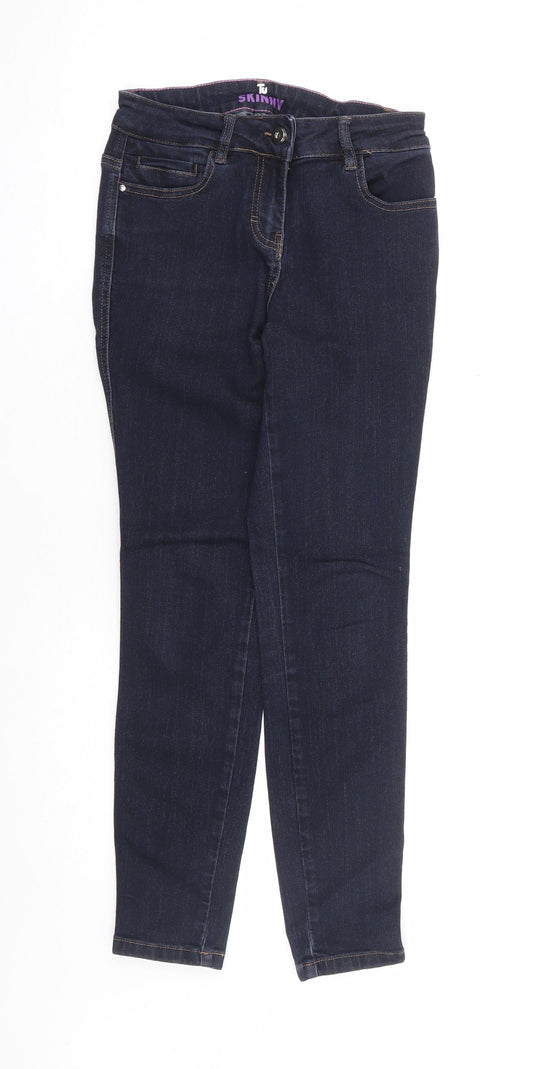 TU Womens Blue Viscose Skinny Jeans Size 10 L26 in Regular Zip - Cropped
