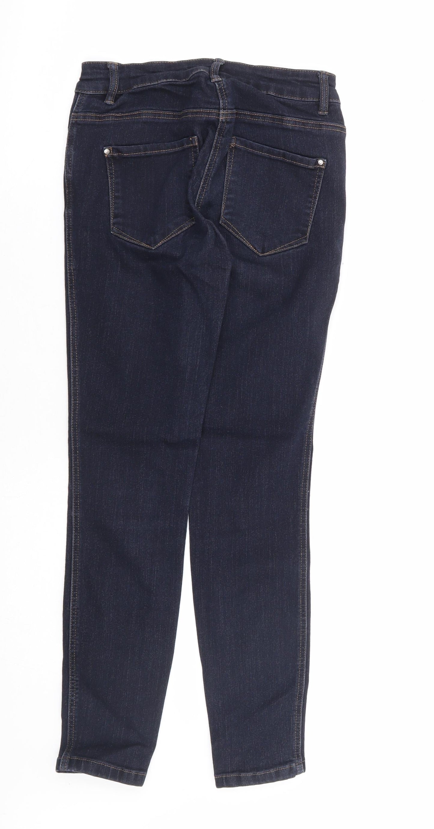 TU Womens Blue Viscose Skinny Jeans Size 10 L26 in Regular Zip - Cropped