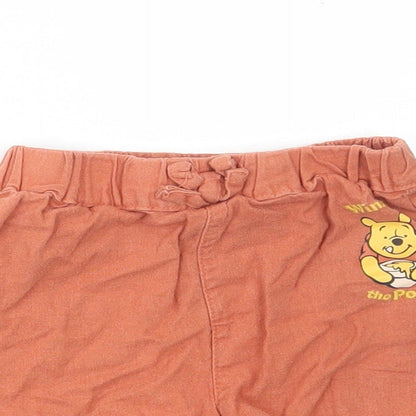 Primark Girls Brown Linen Paperbag Shorts Size 2-3 Years Regular - Winnie the Pooh