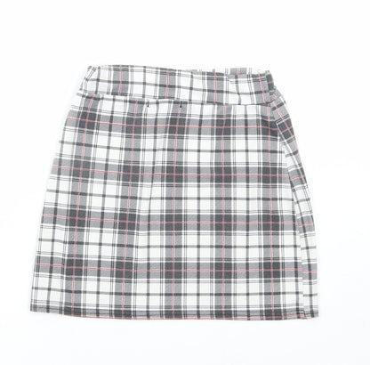 Lasula Womens Grey Plaid Polyester Mini Skirt Size 8