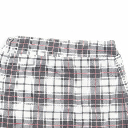 Lasula Womens Grey Plaid Polyester Mini Skirt Size 8
