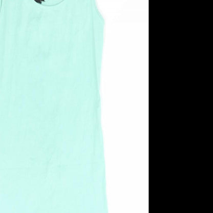 H&M Womens Green Cotton Tank Dress Size S Round Neck Pullover