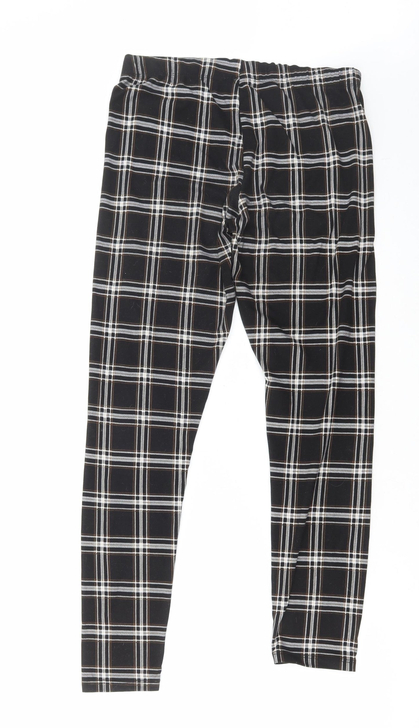 Primark Womens Black Check Polyester Leggings Size S L27 in